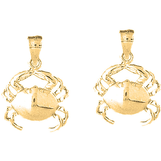 Yellow Gold-plated Silver 24mm Crab Earrings