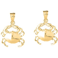 Yellow Gold-plated Silver 24mm Crab Earrings