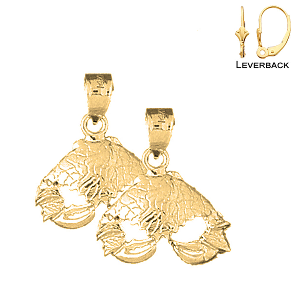 Pendientes Cangrejo de Oro de 14K o 18K de 32mm