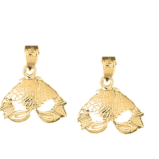 Yellow Gold-plated Silver 32mm Crab Earrings