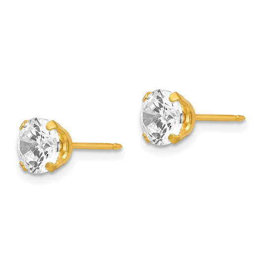 Inverness 24K Gold-plated 7mm CZ Earrings