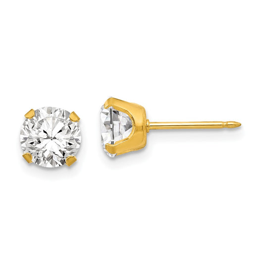 Inverness 24K Gold-plated 7mm CZ Earrings