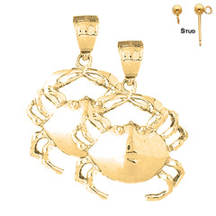 Sterling Silver 27mm Crab Earrings (White or Yellow Gold Plated)