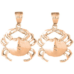 14K or 18K Gold 27mm Crab Earrings