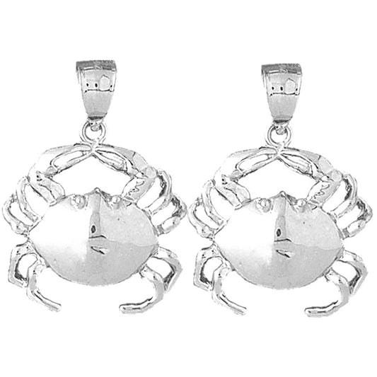 Sterling Silver 27mm Crab Earrings