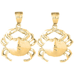 14K or 18K Gold 27mm Crab Earrings