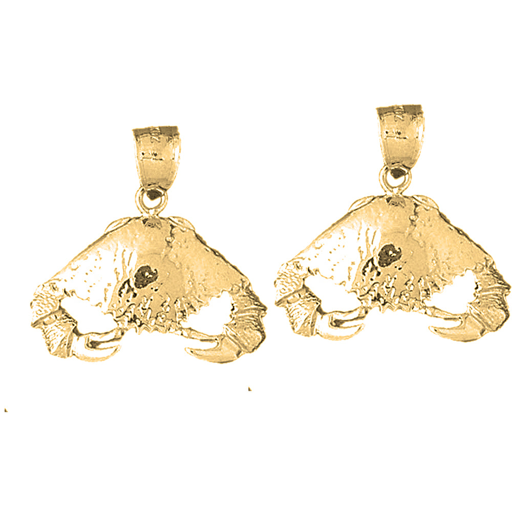 14K or 18K Gold 21mm Crab Earrings