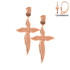 14K or 18K Gold Passion Cross Earrings