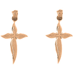 14K or 18K Gold 26mm Passion Cross Earrings