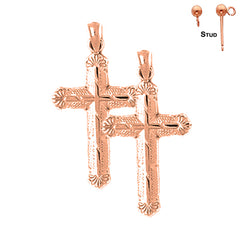 14K or 18K Gold Latin Cross Earrings