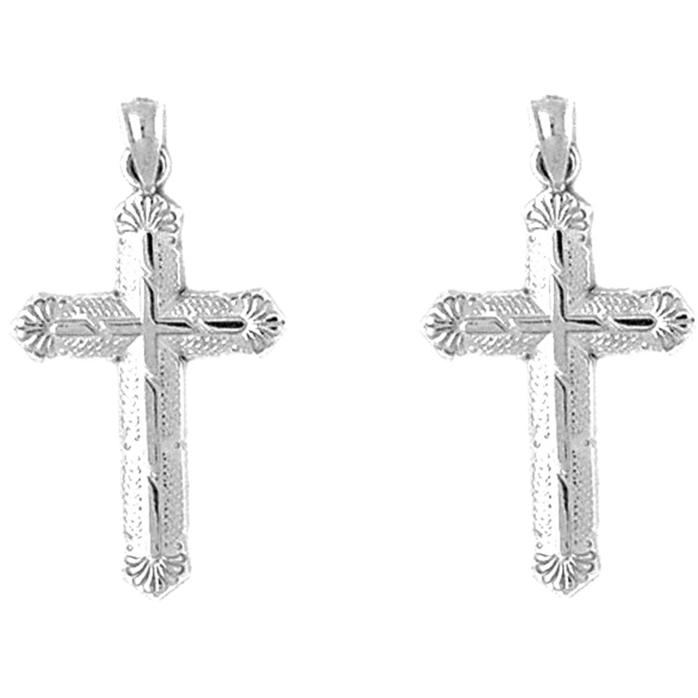 14K or 18K Gold 29mm Latin Cross Earrings