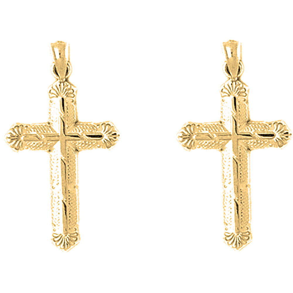 14K or 18K Gold 29mm Latin Cross Earrings