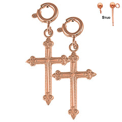 14K or 18K Gold Fleur de Lis Cross Earrings