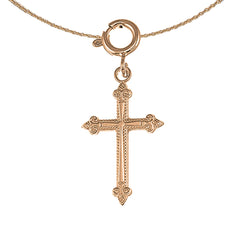 14K or 18K Gold Fleur de Lis Cross Pendant