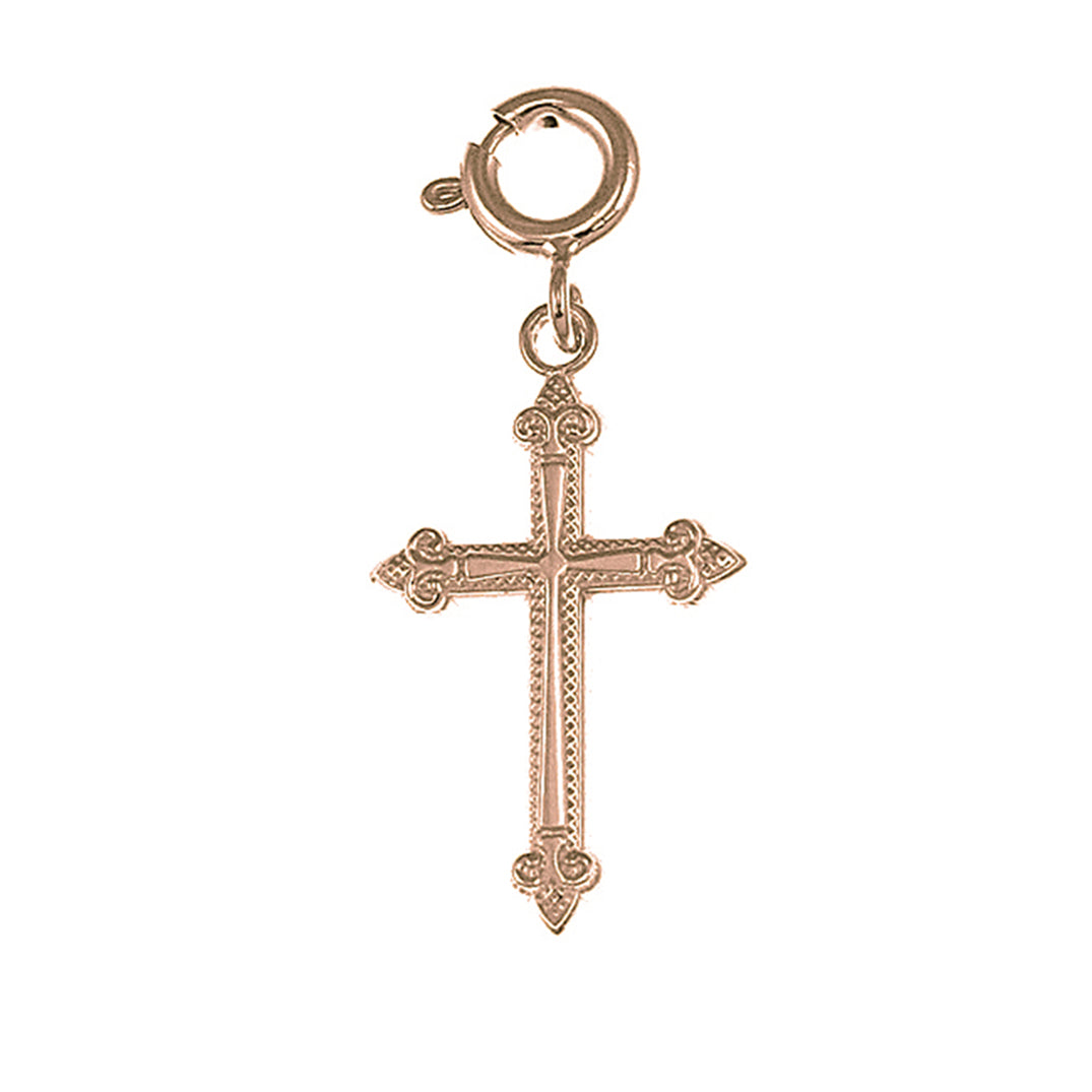 14K or 18K Gold Fleur de Lis Cross Pendant