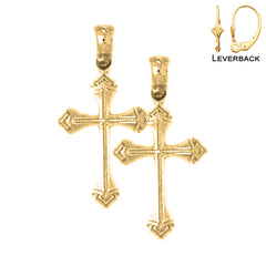 Sterling Silver 23mm Passion Cross Earrings (White or Yellow Gold Plated)