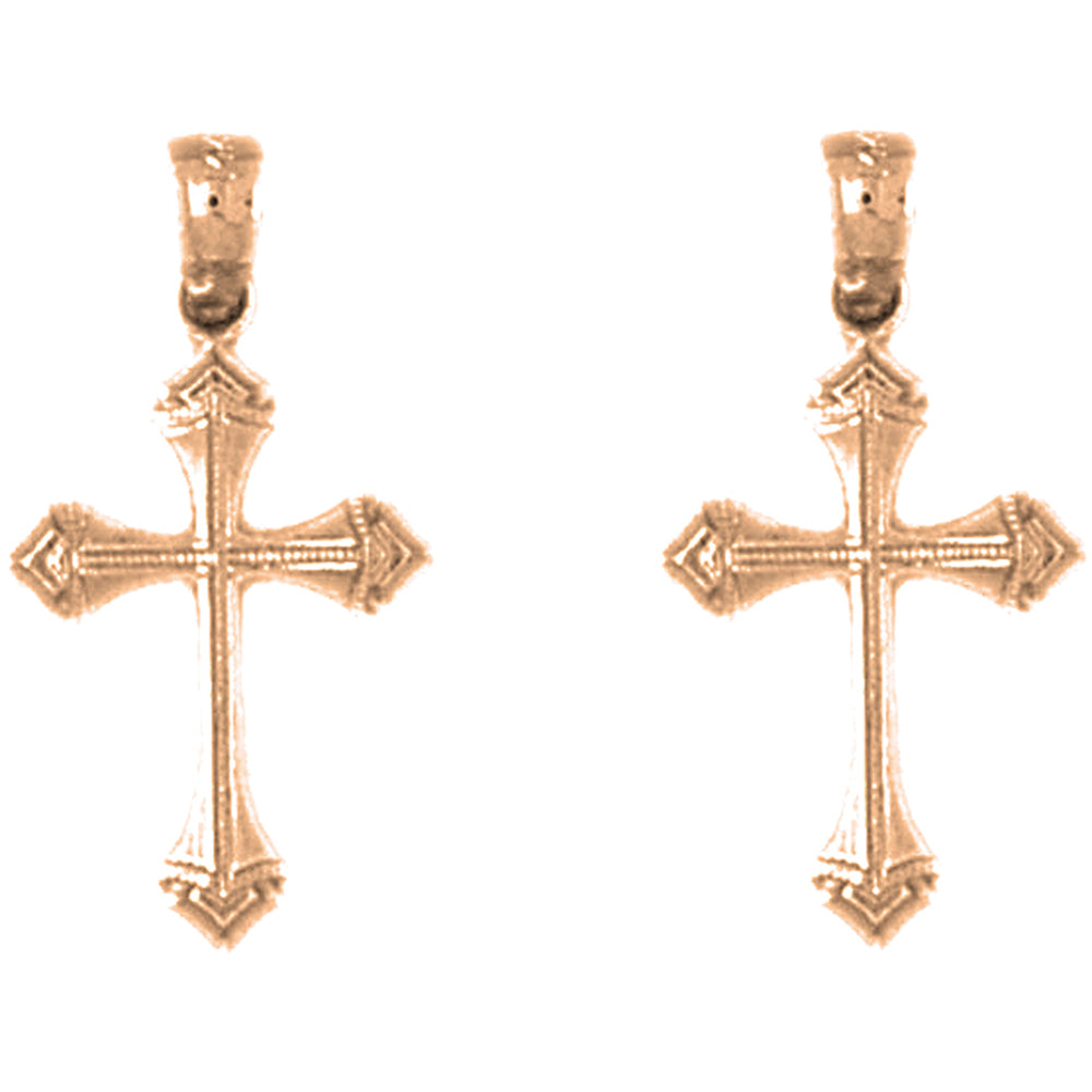 14K or 18K Gold 23mm Passion Cross Earrings