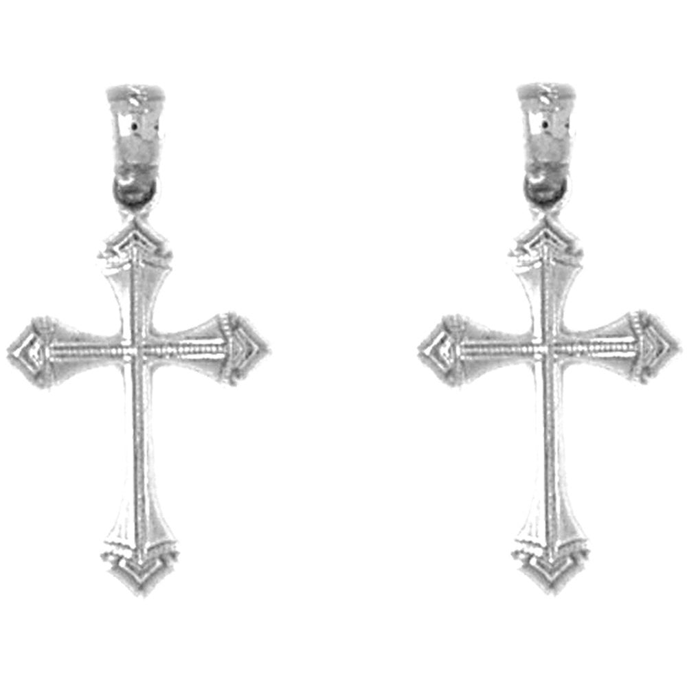 Sterling Silver 23mm Passion Cross Earrings