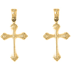 14K or 18K Gold 23mm Passion Cross Earrings