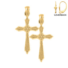 Sterling Silver 23mm Passion Cross Earrings (White or Yellow Gold Plated)