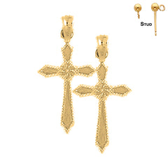 Sterling Silver 23mm Passion Cross Earrings (White or Yellow Gold Plated)