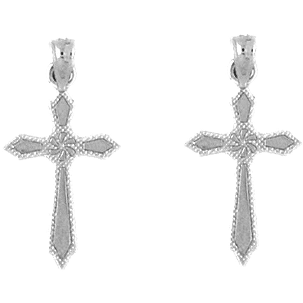 Sterling Silver 23mm Passion Cross Earrings