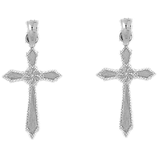 Sterling Silver 23mm Passion Cross Earrings