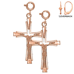 14K or 18K Gold Latin Crucifix Earrings