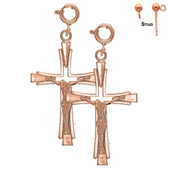 14K or 18K Gold Latin Crucifix Earrings