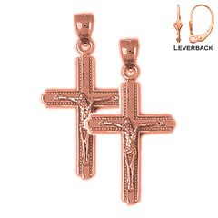 Pendientes de Crucifijo Latino de Oro de 14K o 18K