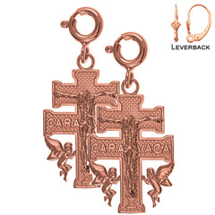 14K or 18K Gold Caravaca Crucifix Earrings