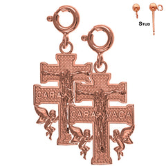 14K or 18K Gold Caravaca Crucifix Earrings