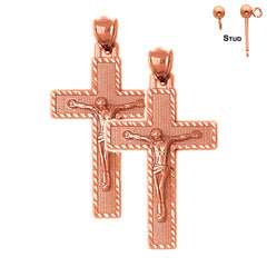 14K or 18K Gold Latin Crucifix Earrings