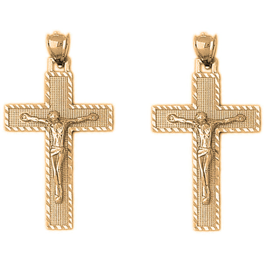 14K or 18K Gold 43mm Latin Crucifix Earrings