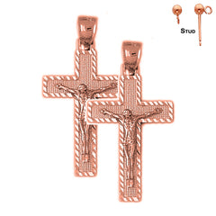 Pendientes de Crucifijo Latino de Oro de 14K o 18K