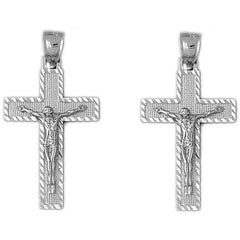 Sterling Silver 37mm Latin Crucifix Earrings