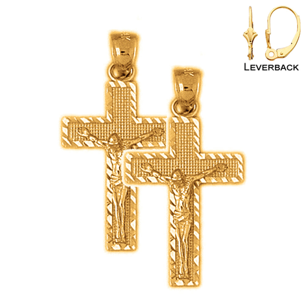 Pendientes de Crucifijo Latino de Oro de 14K o 18K