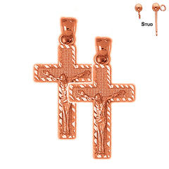 14K or 18K Gold Latin Crucifix Earrings