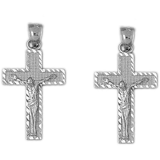 Sterling Silver 30mm Latin Crucifix Earrings