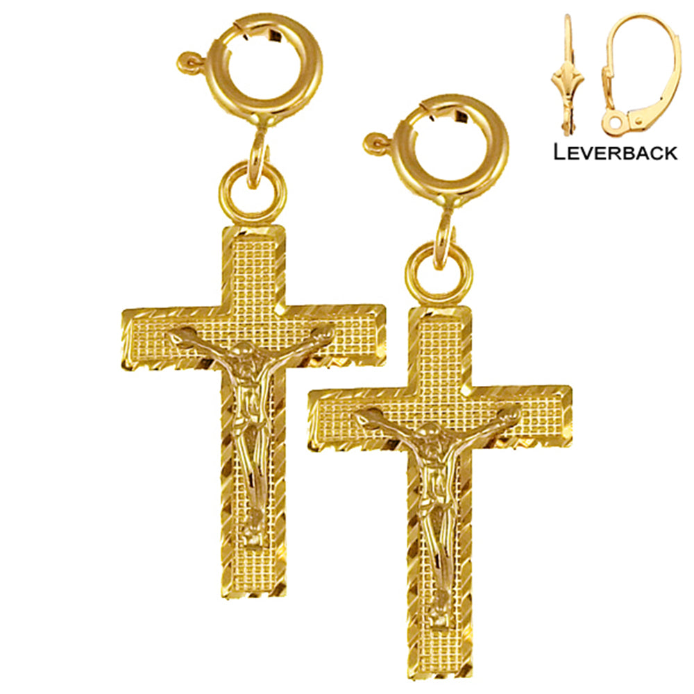 Pendientes de Crucifijo Latino de Oro de 14K o 18K