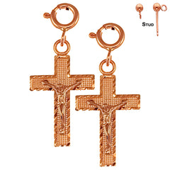 14K or 18K Gold Latin Crucifix Earrings