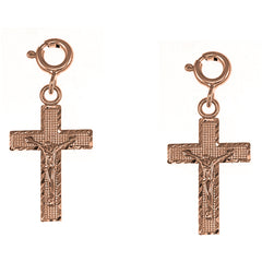 14K or 18K Gold 26mm Latin Crucifix Earrings