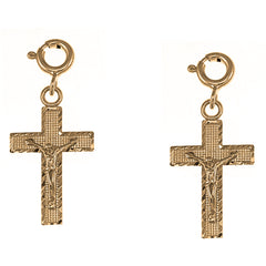 14K or 18K Gold 26mm Latin Crucifix Earrings