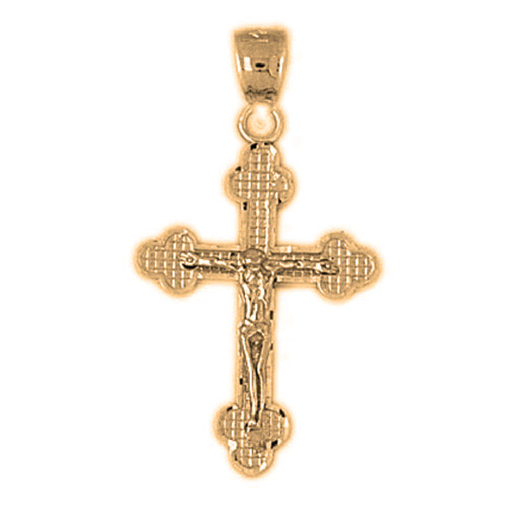 14K or 18K Gold Budded Crucifix Pendant