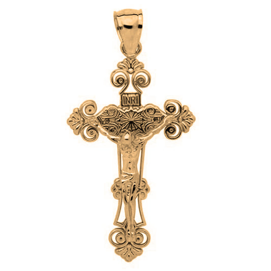 14K or 18K Gold INRI Crucifix Pendant