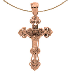 14K or 18K Gold INRI Crucifix Pendant