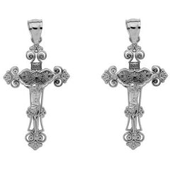 Sterling Silver 35mm INRI Crucifix Earrings