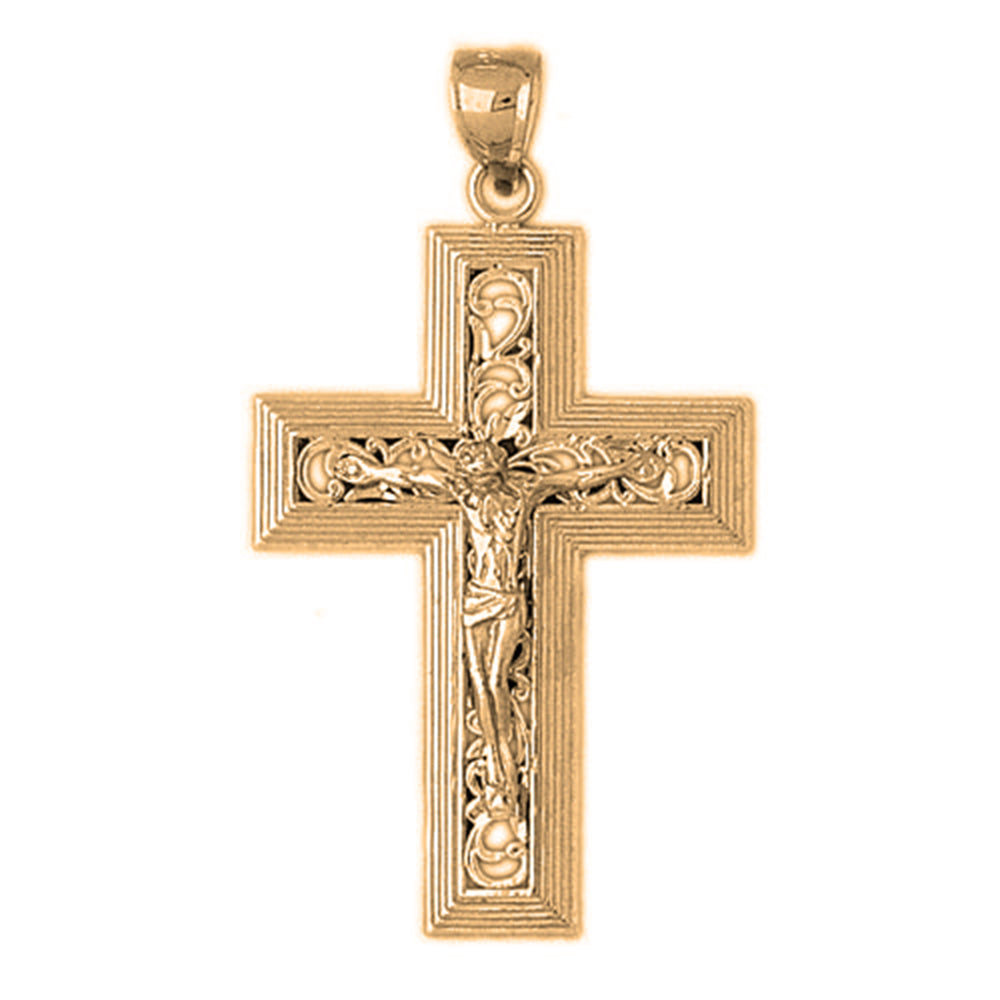 10K, 14K or 18K Gold Vine Crucifix Pendant