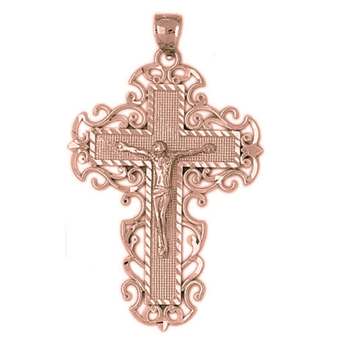 10K, 14K or 18K Gold Vine Crucifix Pendant