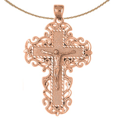 10K, 14K or 18K Gold Vine Crucifix Pendant